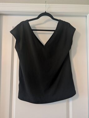 Classic Black V-Neck Cap Sleeve Top